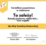 Alicja-Szalska-Radomska-Certyfikat-uczestnictwa-w-webinarze-To-zalezy