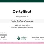 Certyfikat udziału w konferencji - Pierwszy Produkt Online - Alicja Szalska-Radomska