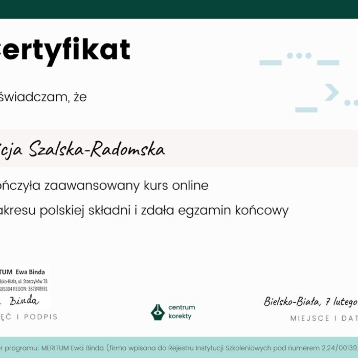 Misja_Skladnia_Certyfikat_Alicja_Szalska_Radomska Misja_Skladnia_Certyfikat_Alicja_Szalska_Radomska