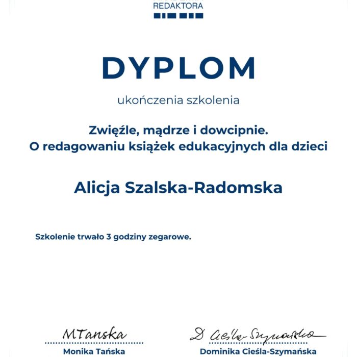 Dyplom Alicja Szalska-Radomska Dyplom Alicja Szalska-Radomska